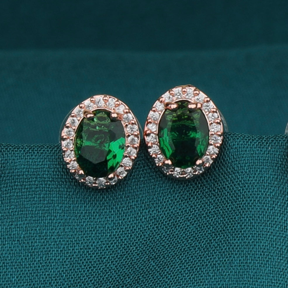 Green Oval Gemstone Earrings
