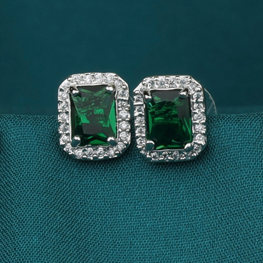 Green Square Gemstone Earrings