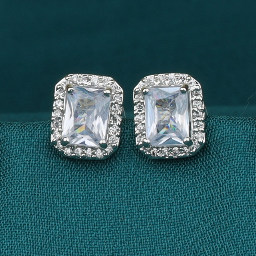White Square Gemstone Earrings