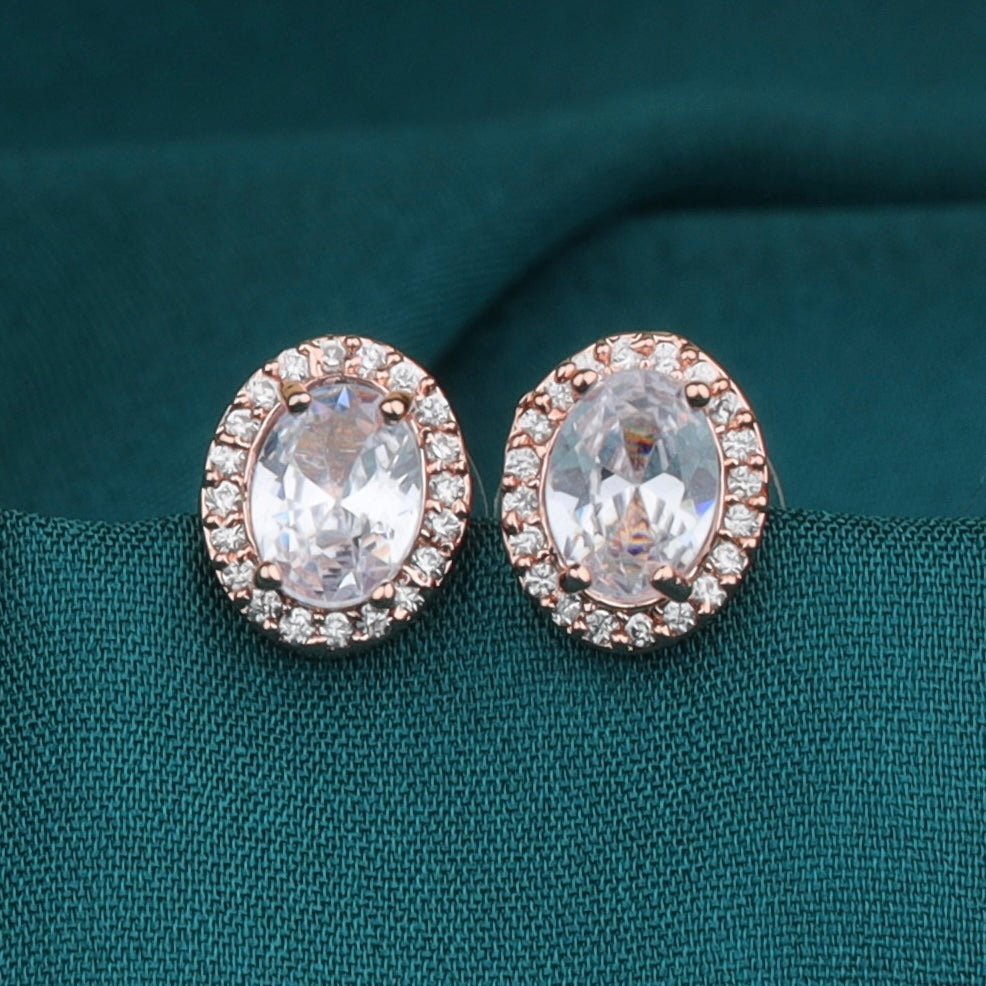White Oval Gemstone Earrings