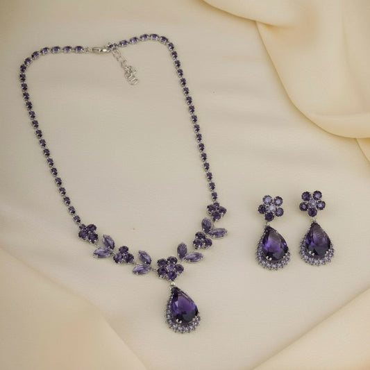 Deep Purple Teardrop Elegance Necklace Set