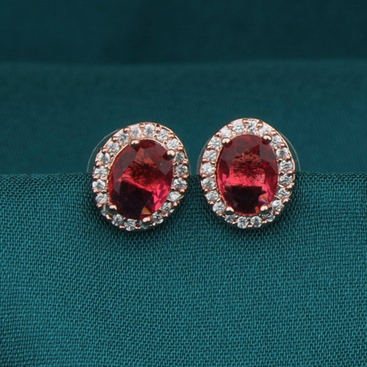 Red Oval Gemstone Earrings