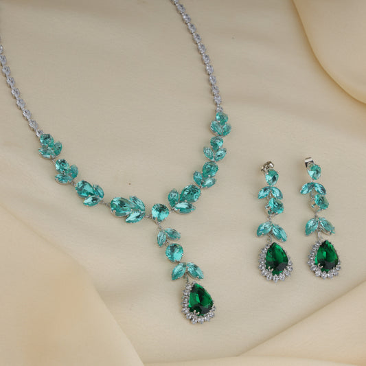 Mint Green Teardrop Elegance Necklace Set