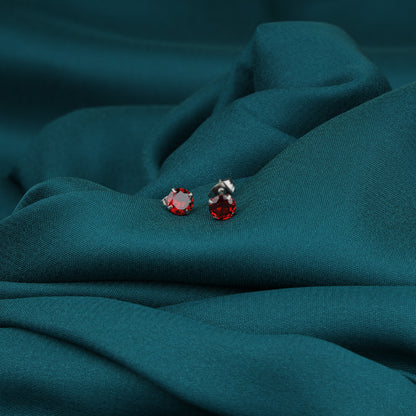 Silver Studs - Pink 4mm