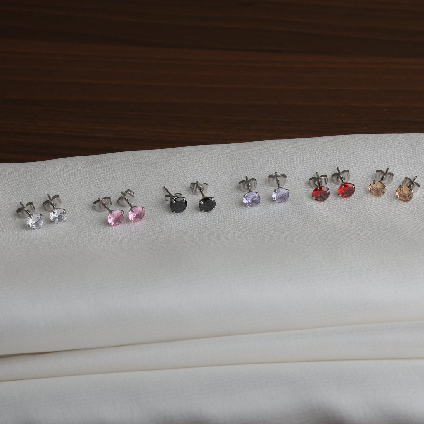 Silver Studs - Purple 4mm