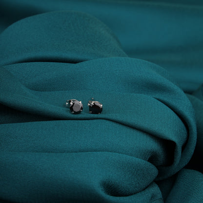 Silver Studs - Black 5mm